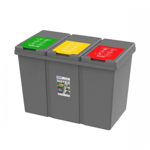 Thùng rác nhựa 3 ngăn 180L